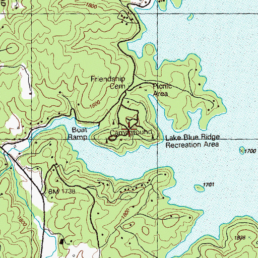 Topographic Map of Blue Ridge Campground, GA
