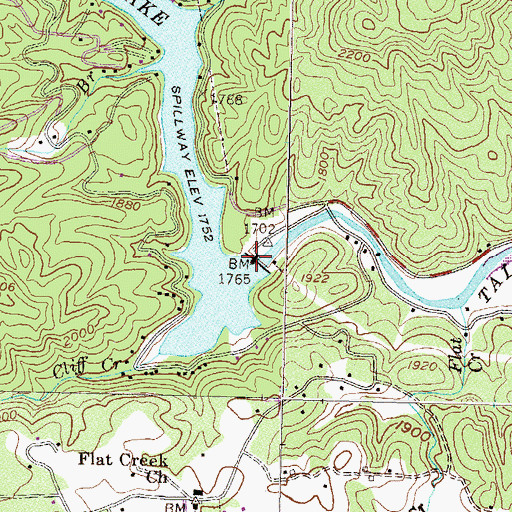 Topographic Map of Nacoochee Dam, GA