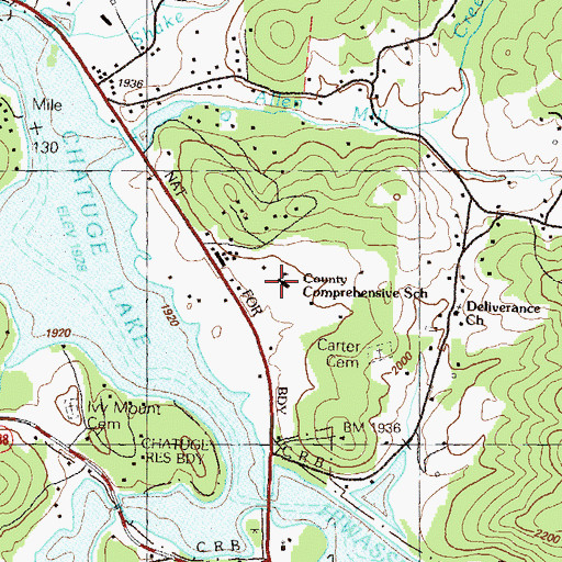 Topographic Map of Towns County Comprehensive School, GA