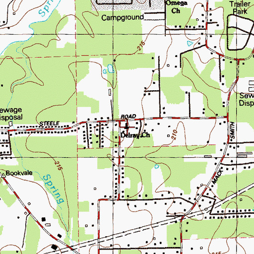 Topographic Map of Delray Church, GA