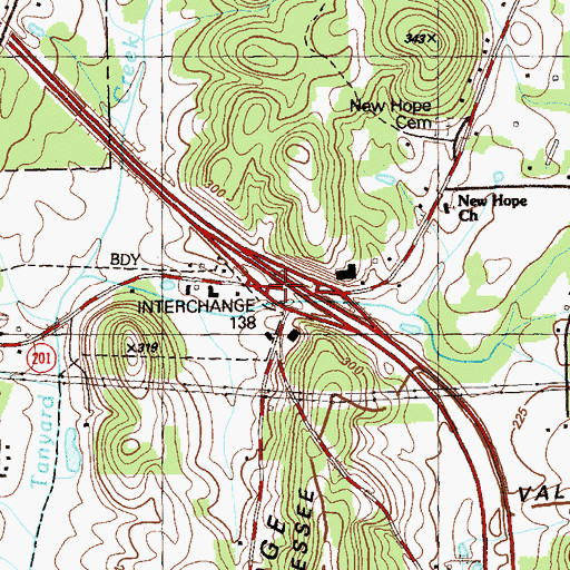Topographic Map of Interchange 138, GA