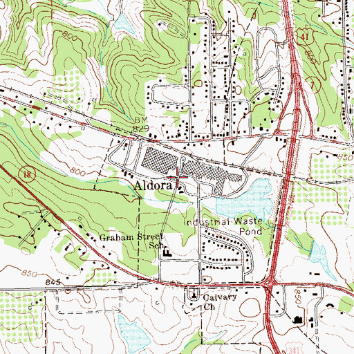 Topographic Map of Aldora, GA