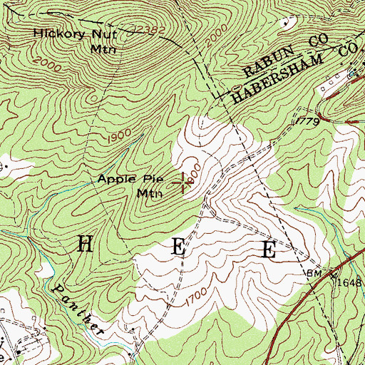 Topographic Map of Apple Pie Mountain, GA