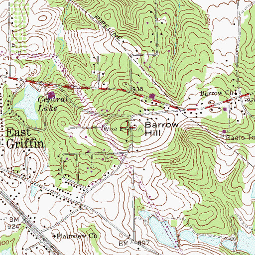 Topographic Map of Barrow Hill, GA