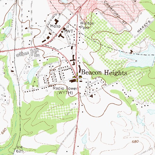 Topographic Map of Beacon Heights, GA