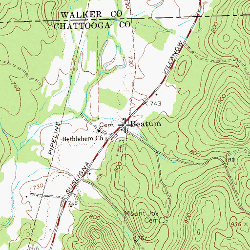 Topographic Map of Beatum, GA