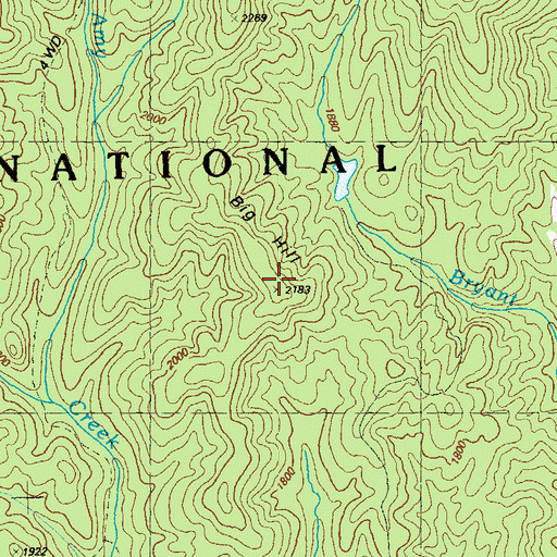 Topographic Map of Big Hill, GA