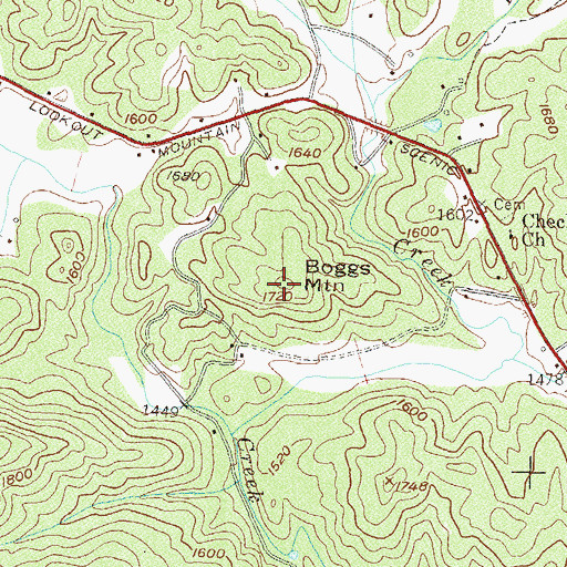 Topographic Map of Boggs Mountain, GA