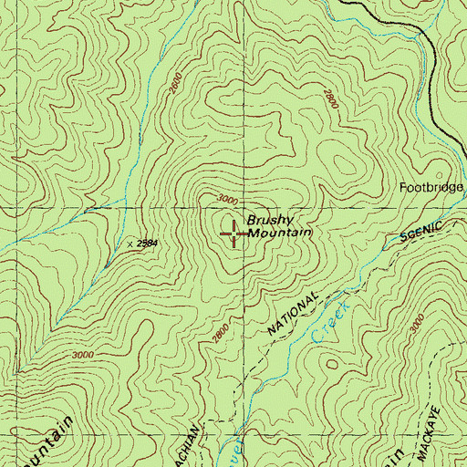 Topographic Map of Brushy Mountain, GA