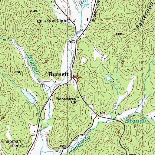 Topographic Map of Burnett, GA
