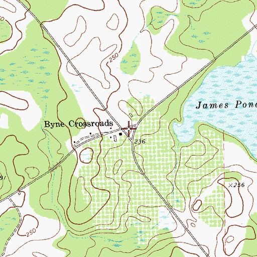 Topographic Map of Byne Crossroads, GA