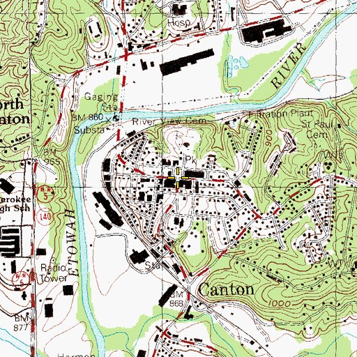 Topographic Map of Canton, GA
