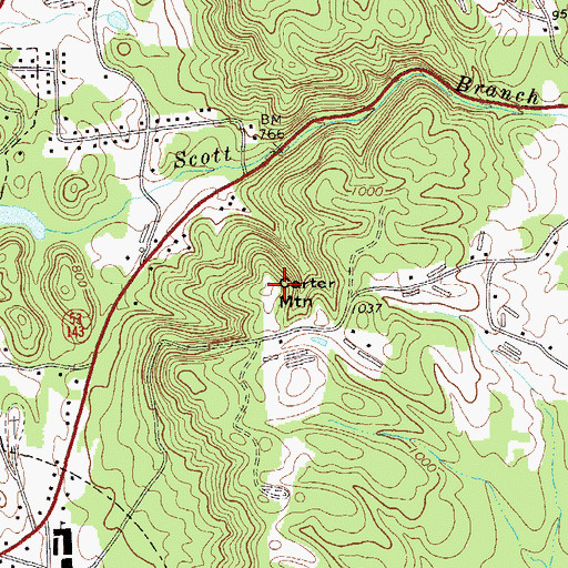 Topographic Map of Carter Mountain, GA