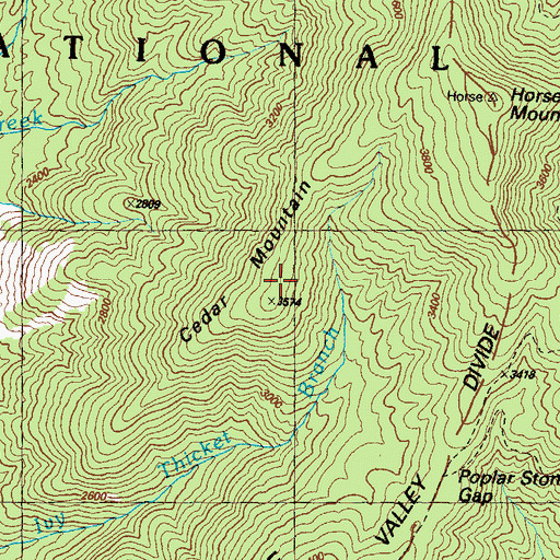 Topographic Map of Cedar Mountain, GA