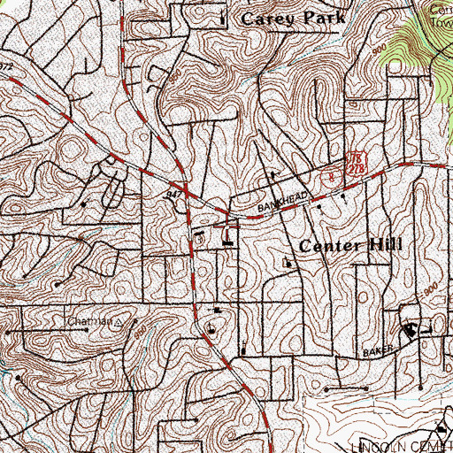 Topographic Map of Center Hill, GA