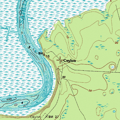 Topographic Map of Ceylon, GA