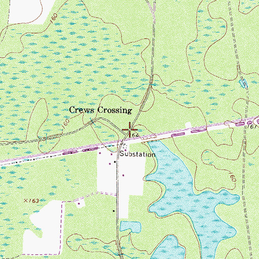 Topographic Map of Crews Crossing, GA