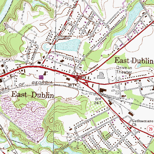 Topographic Map of East Dublin, GA