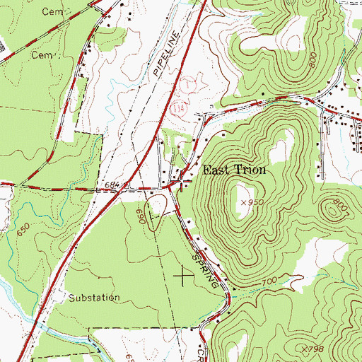 Topographic Map of East Trion, GA