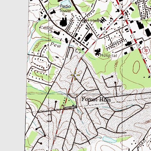 Topographic Map of Forest Hills, GA