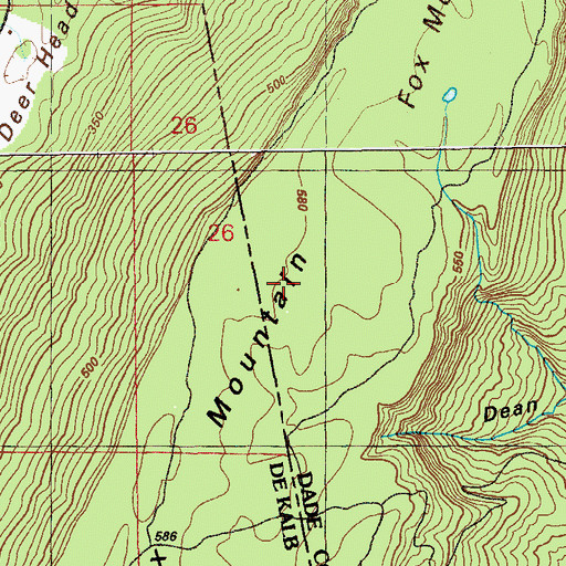 Topographic Map of Fox Mountain, GA