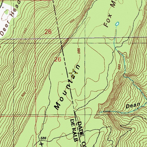 Topographic Map of Fox Mountain, GA
