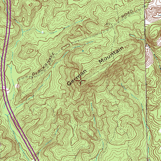 Topographic Map of German Mountain, GA
