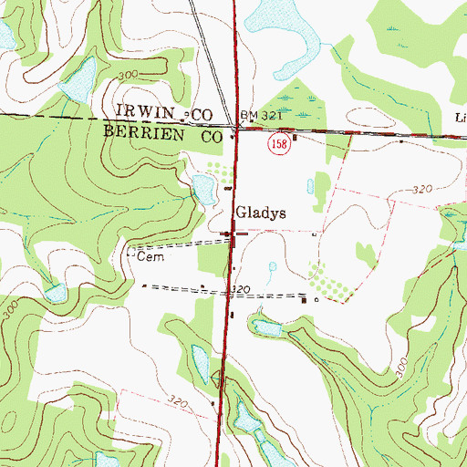 Topographic Map of Gladys, GA