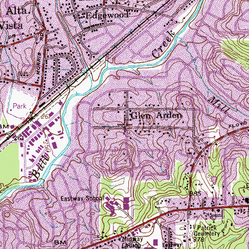 Topographic Map of Glen Arden, GA