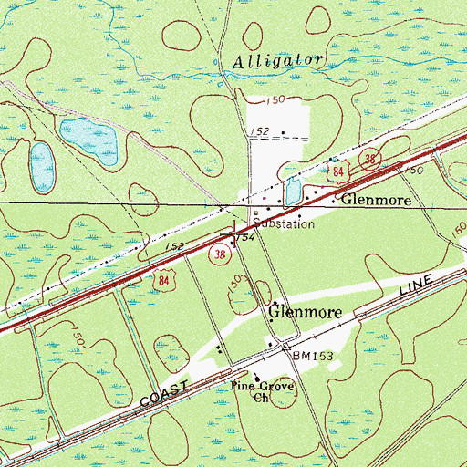 Topographic Map of Glenmore, GA