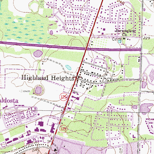 Topographic Map of Highland Heights, GA