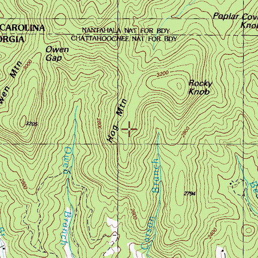 Topographic Map of Hog Mountain, GA