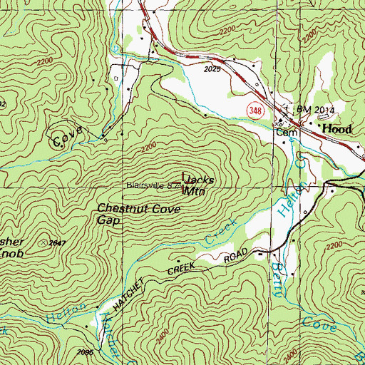 Topographic Map of Jacks Mountain, GA