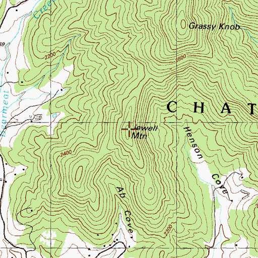 Topographic Map of Jewell Mountain, GA