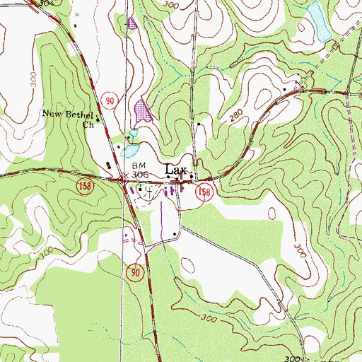 Topographic Map of Lax, GA