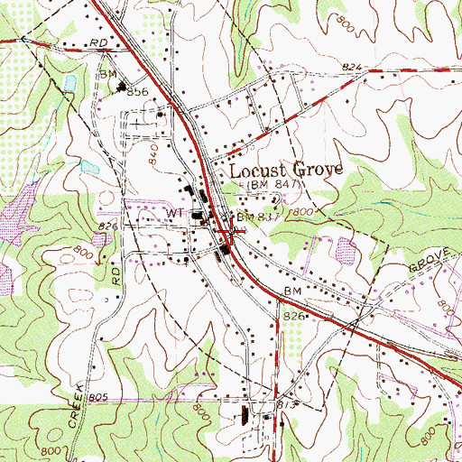 Topographic Map of Locust Grove, GA