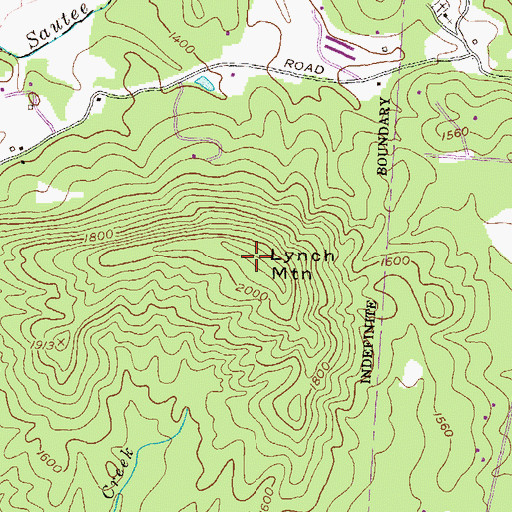 Topographic Map of Lynch Mountain, GA
