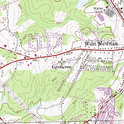 Topographic Map of Lynhaven, GA