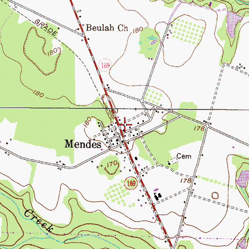 Topographic Map of Mendes, GA