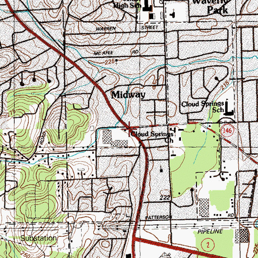 Topographic Map of Midway, GA