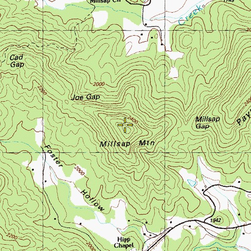 Topographic Map of Millsap Mountain, GA