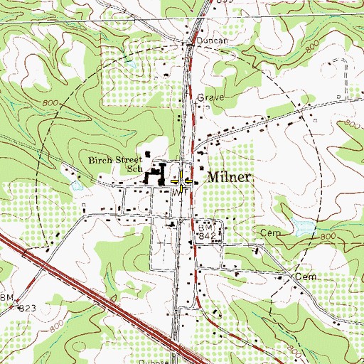 Topographic Map of Milner, GA
