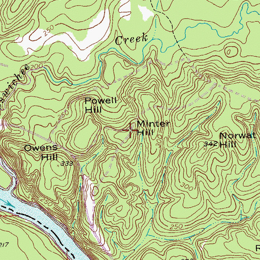Topographic Map of Minter Hill, GA
