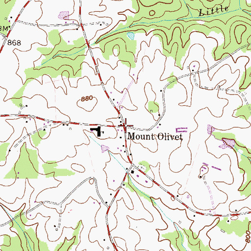 Topographic Map of Mount Olivet, GA