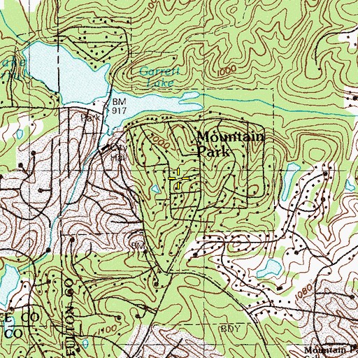 Topographic Map of Mountain Park, GA