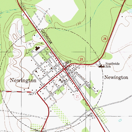 Topographic Map of Newington, GA