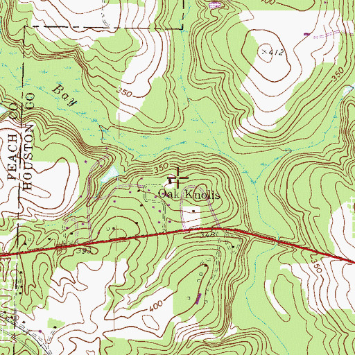 Topographic Map of Oak Knolls, GA