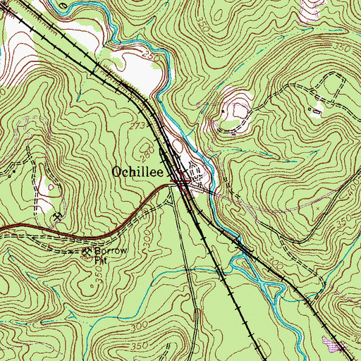 Topographic Map of Ochillee, GA