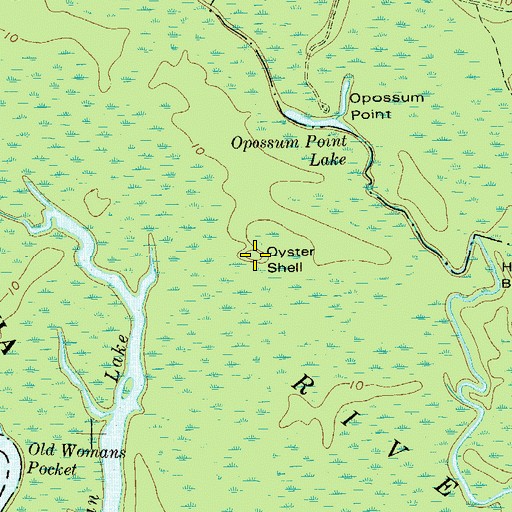 Topographic Map of Oyster Shell, GA