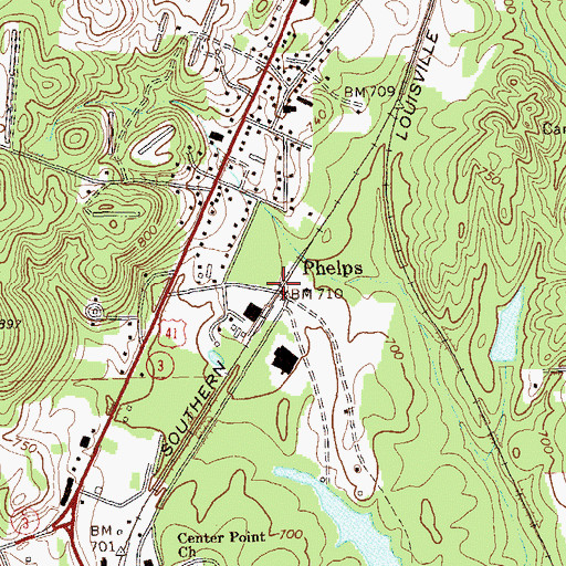 Topographic Map of Phelps, GA